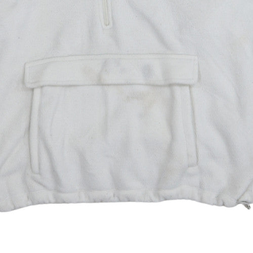 Champion Womens White Fleece 1/4 Zip Hooded Pullover XS
