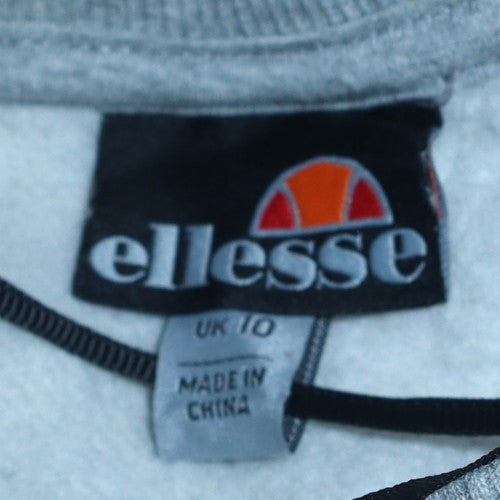 Ellesse Womens Grey Logo Sweatshirt UK 10 Pullover Cotton Blend
