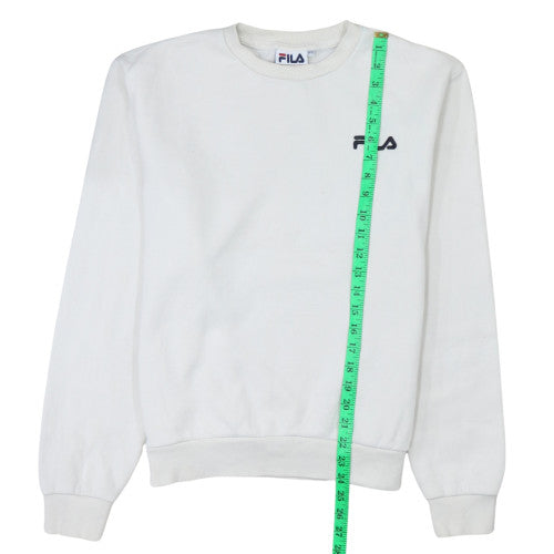 Fila Womens White Crew Neck Sweatshirt Size 12 Cotton Blend