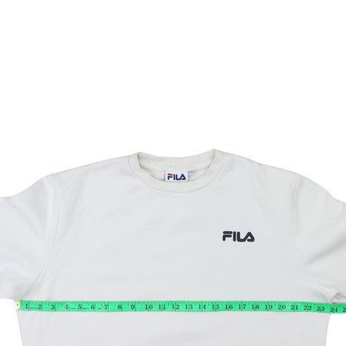 Fila Womens White Crew Neck Sweatshirt Size 12 Cotton Blend