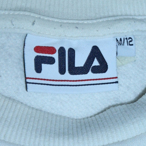 Fila Womens White Crew Neck Sweatshirt Size 12 Cotton Blend