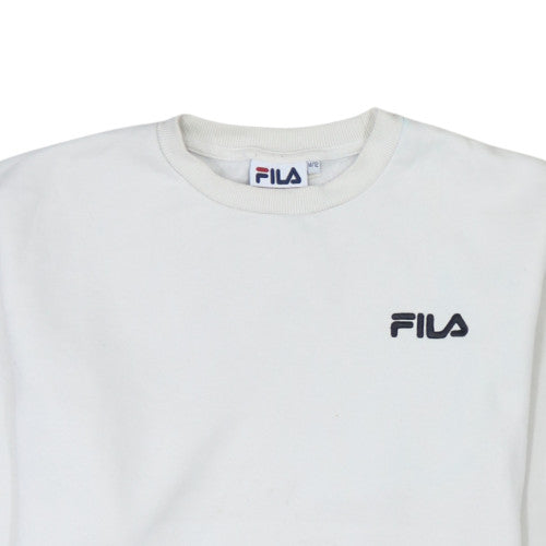 Fila Womens White Crew Neck Sweatshirt Size 12 Cotton Blend