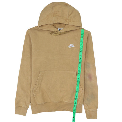 Nike Men Beige Pullover Hoodie Small Fleece Logo Sweatshirt