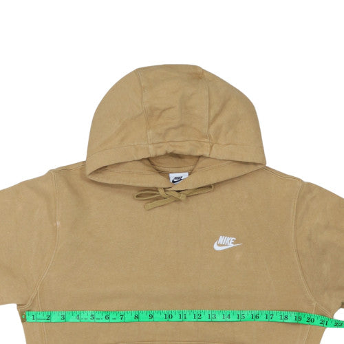 Nike Men Beige Pullover Hoodie Small Fleece Logo Sweatshirt
