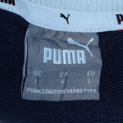 Puma Men's Blue Colour Block Crew Neck Pullover Sweatshirt L