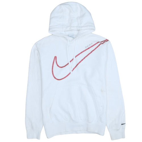 Nike Men's White Hoodie M Pullover Fleece Just Do It Logo Sweatshirt
