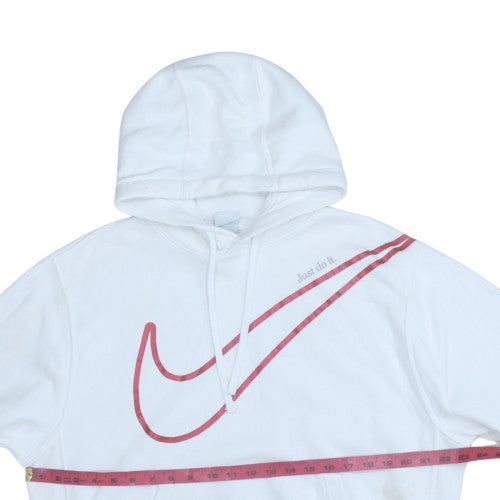 Nike Men's White Hoodie M Pullover Fleece Just Do It Logo Sweatshirt