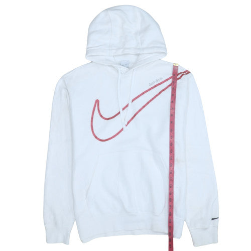 Nike Men's White Hoodie M Pullover Fleece Just Do It Logo Sweatshirt