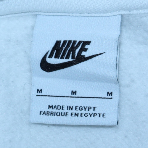 Nike Men's White Hoodie M Pullover Fleece Just Do It Logo Sweatshirt