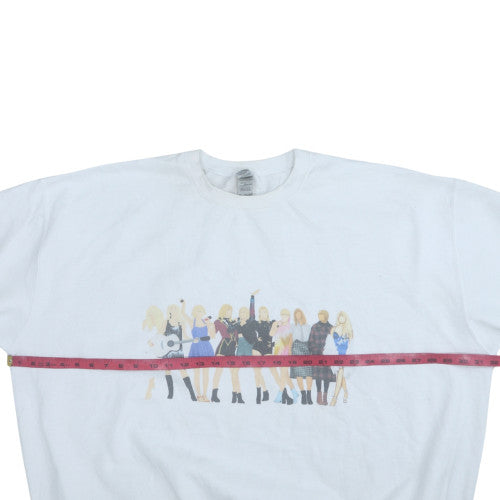 Gildan Womens White Graphic Print 4XL Pullover Sweatshirt