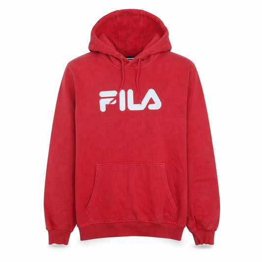 FILA Men's Red Pullover Hoodie Small Graphic Fleece Sweatshirt