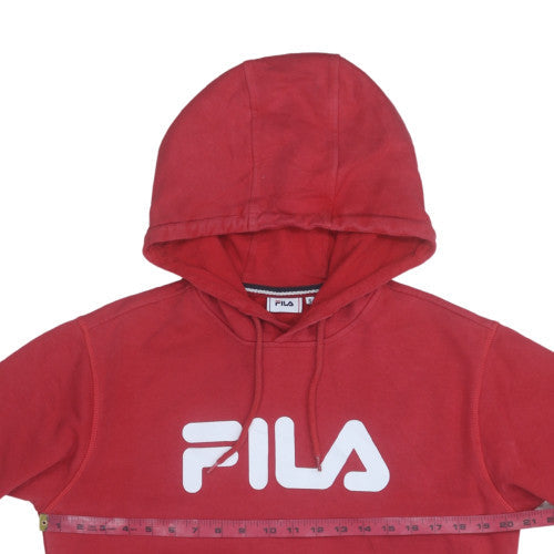 FILA Men's Red Pullover Hoodie Small Graphic Fleece Sweatshirt