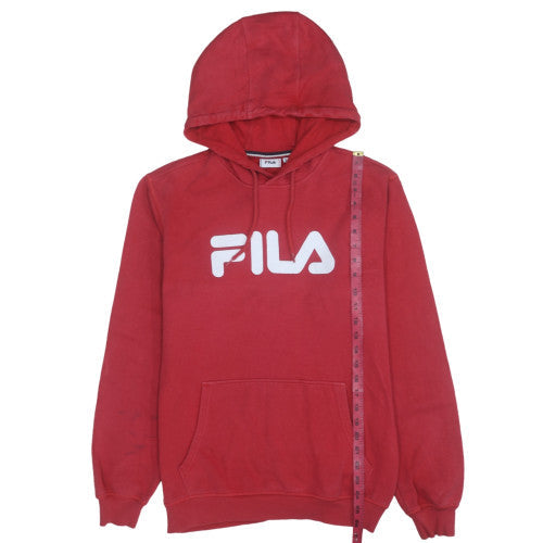 FILA Men's Red Pullover Hoodie Small Graphic Fleece Sweatshirt