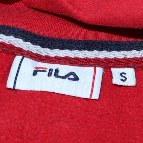 FILA Men's Red Pullover Hoodie Small Graphic Fleece Sweatshirt
