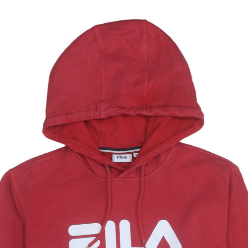 FILA Men's Red Pullover Hoodie Small Graphic Fleece Sweatshirt