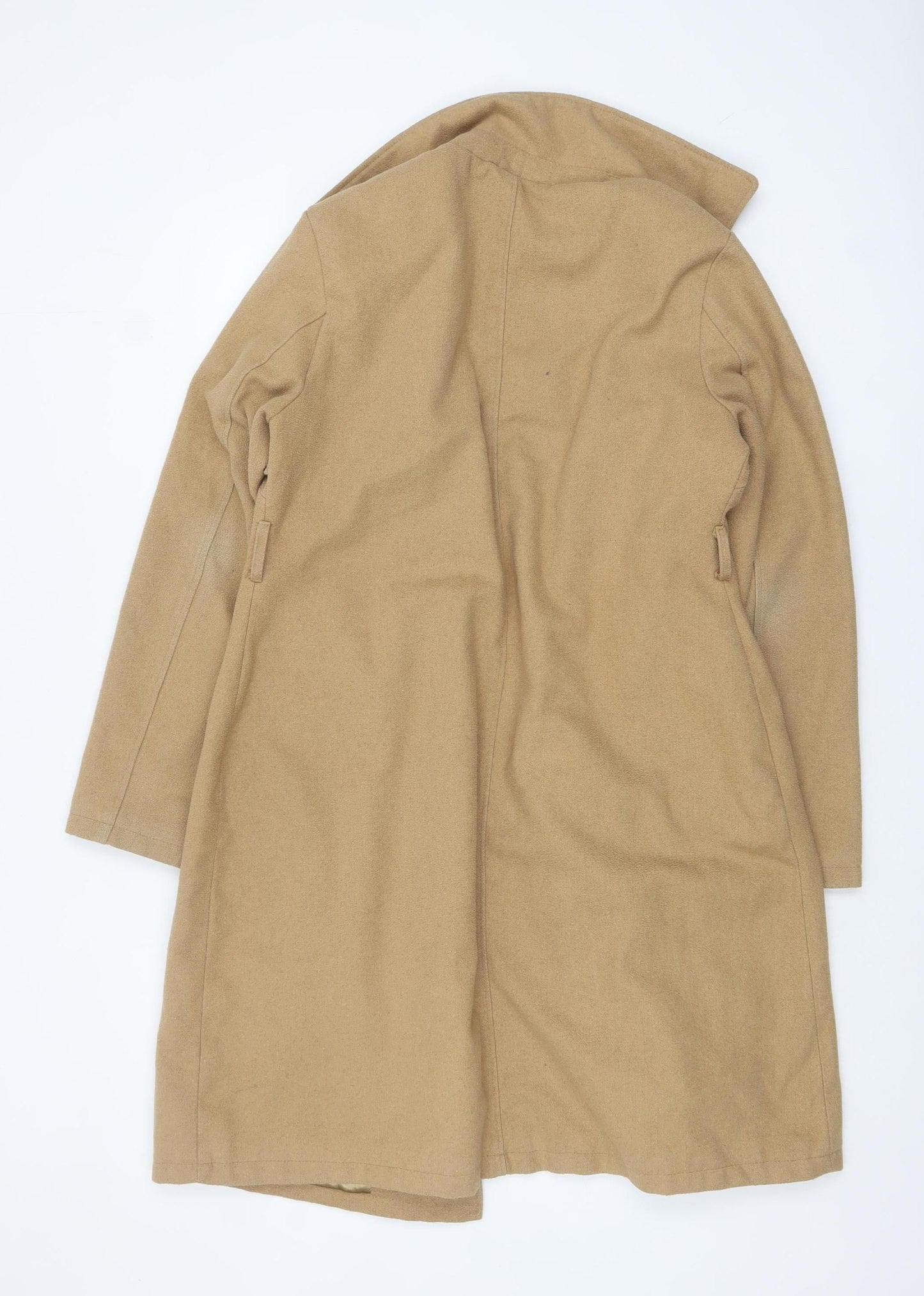 QED London Women Beige Mid-Length Overcoat Size 12 Lined Classic Style