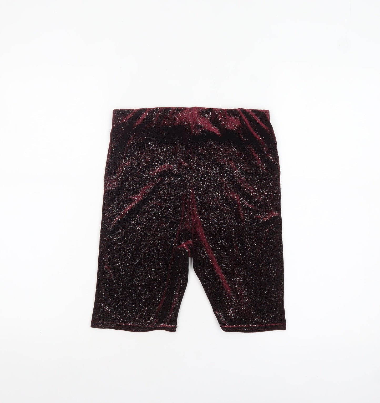New Look Women's Red Glitter Velvet Biker Shorts Size 8