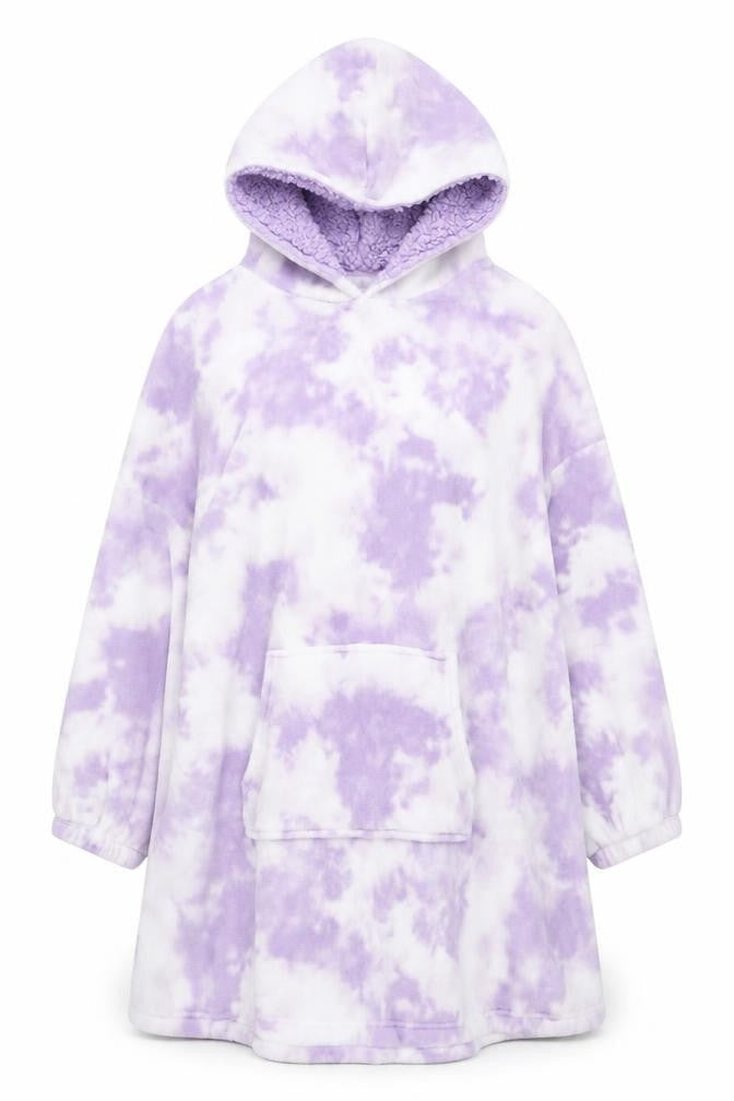 F&F Women’s Purple Tie Dye Hooded Fleece Robe One Size