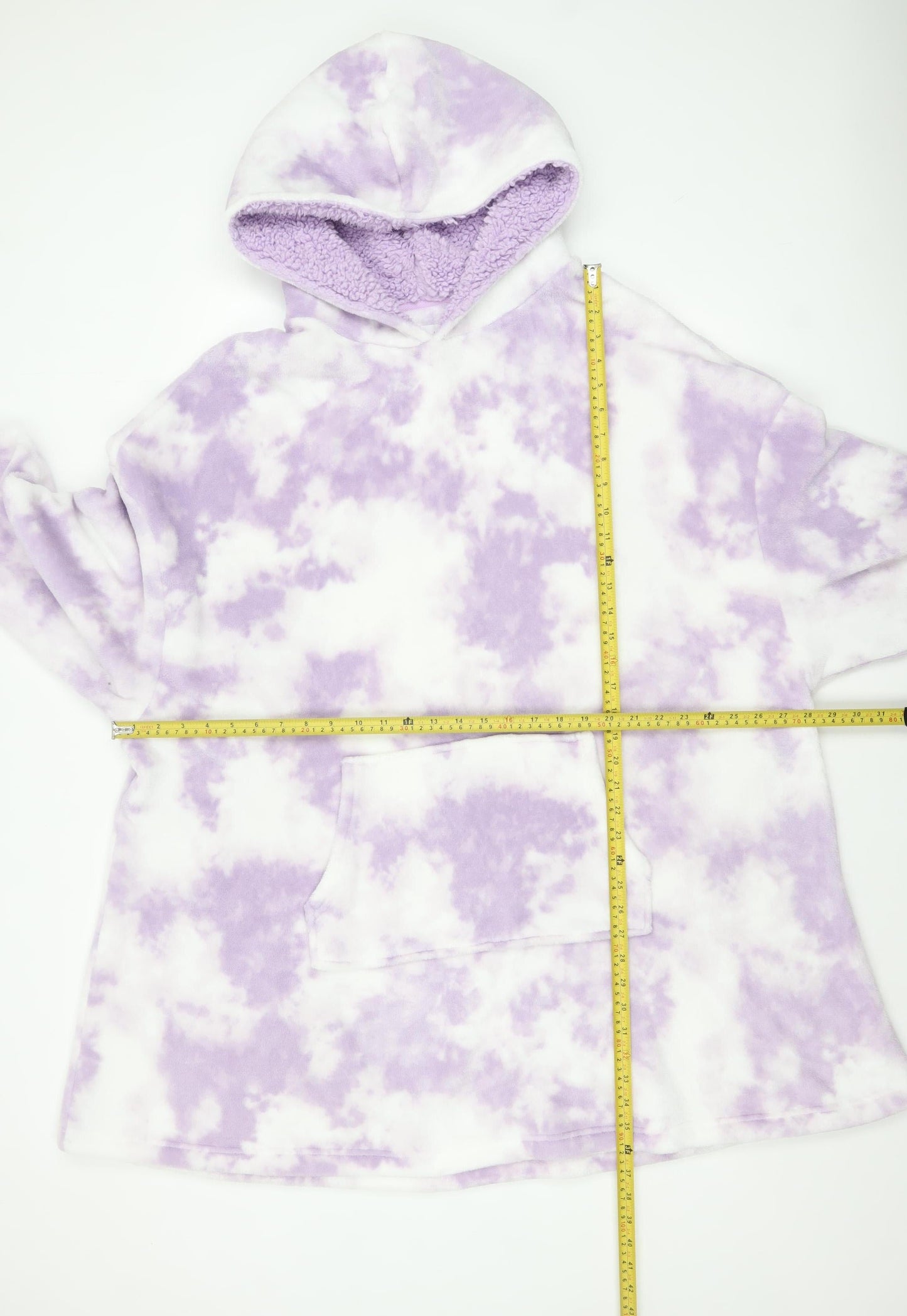 F&F Women’s Purple Tie Dye Hooded Fleece Robe One Size