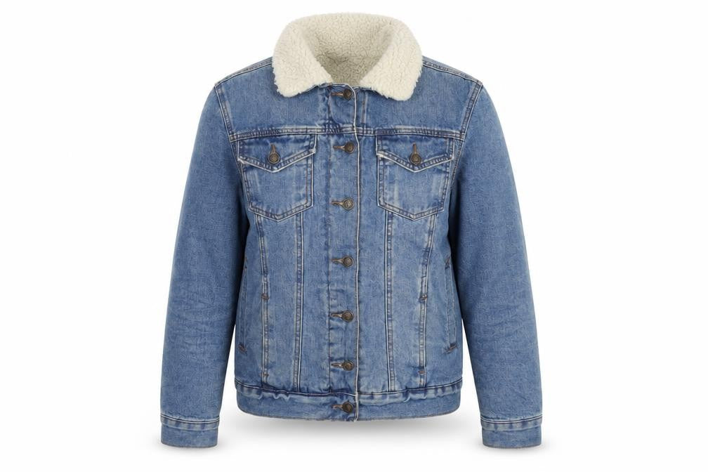 New Look Women Blue Sherpa Lined Denim Jacket Size 10