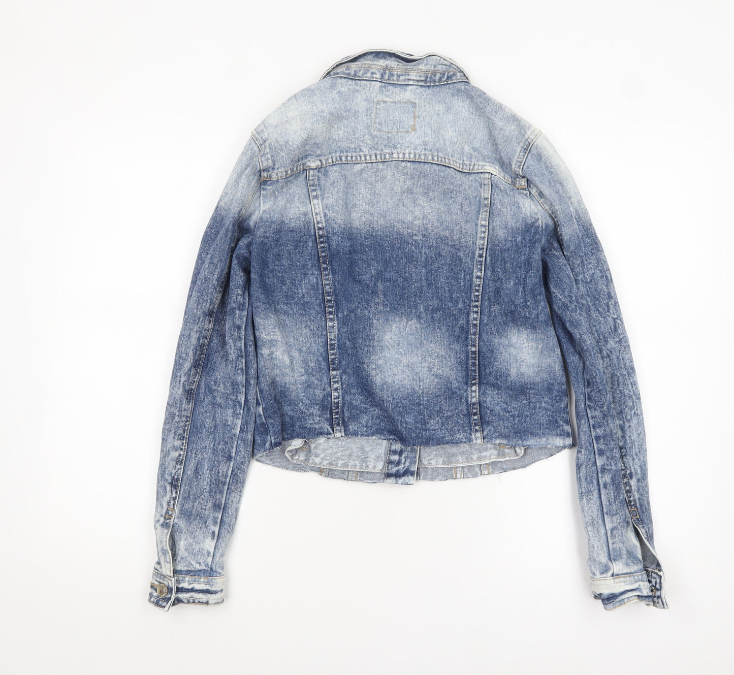 Denim Co Women's Blue Cropped Denim Jacket Size 10 Classic Style