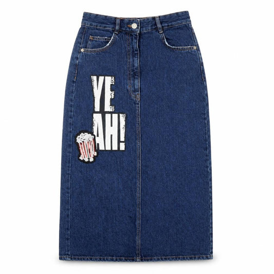 Zara Women Blue Denim Midi Pencil Skirt XS High Waist Casual