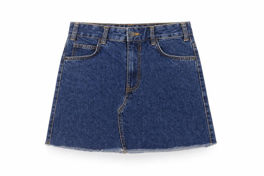 Bershka Women Blue A-Line Denim Short Skirt Size 8 Vintage Style