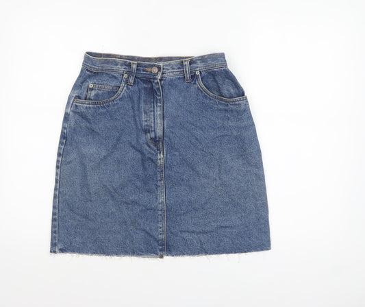Bill Blass Women's Blue Denim Knee Length Straight Skirt Size 10