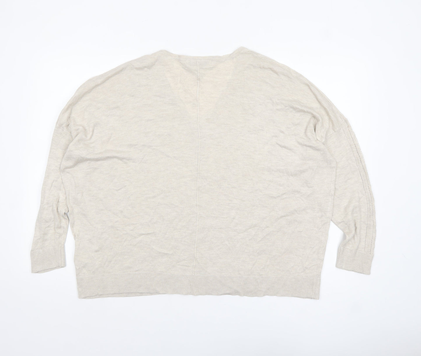 Next Womens Beige V-Neck Relaxed Knit Jumper Size M