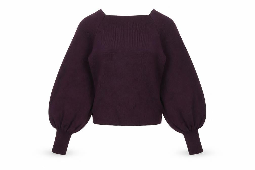 Topshop Women Purple Balloon Sleeve Knit Jumper Size 8