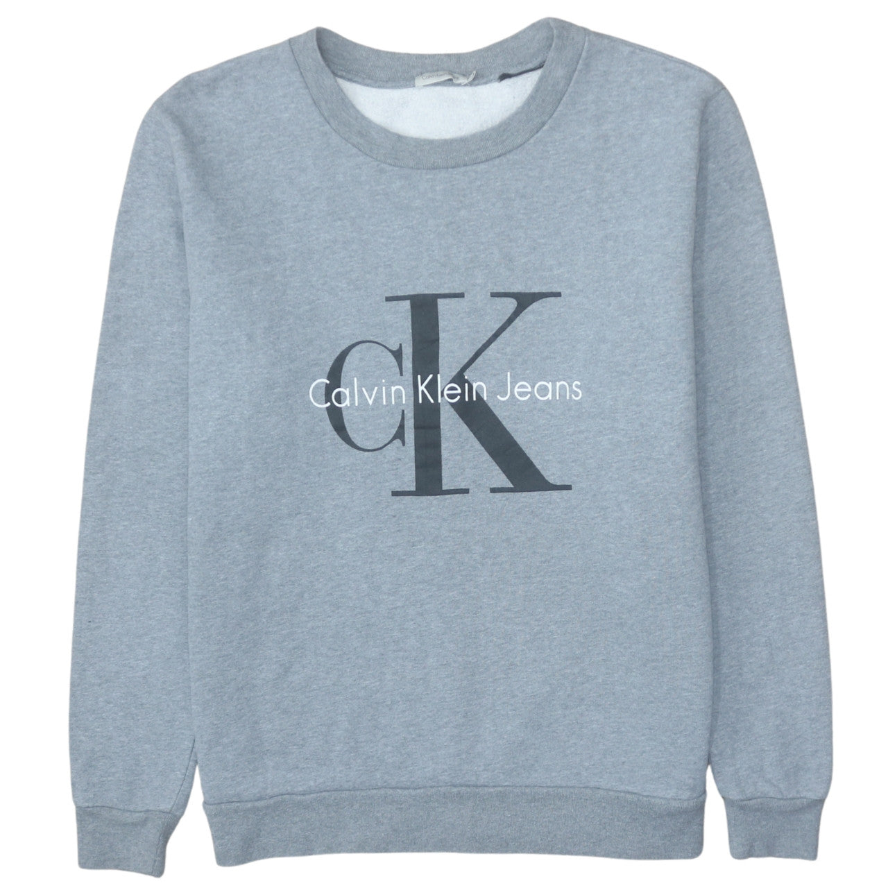 Calvin Klein Jeans Men's Grey Logo Sweatshirt M Crew Neck Pullover