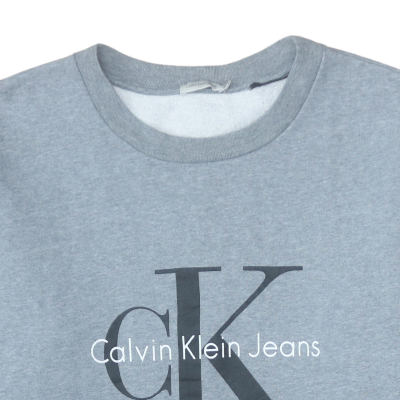 Calvin Klein Jeans Men's Grey Logo Sweatshirt M Crew Neck Pullover