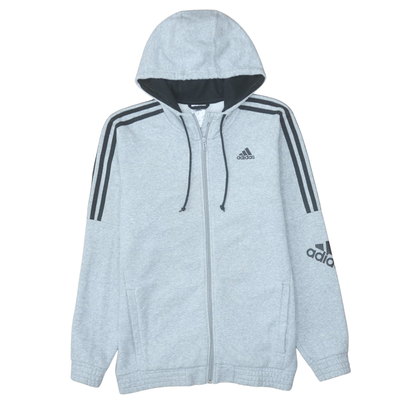 Adidas Men's Grey Full Zip Hoodie M Sportswear Fleece Jacket