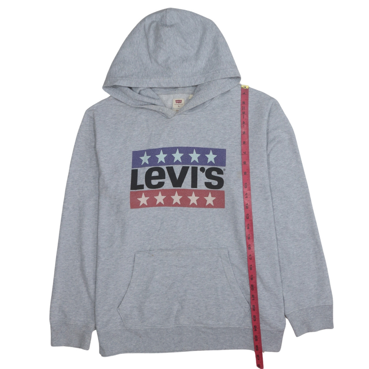 Levi's Men's Grey XL Pullover Hoodie with Logo Graphic Print