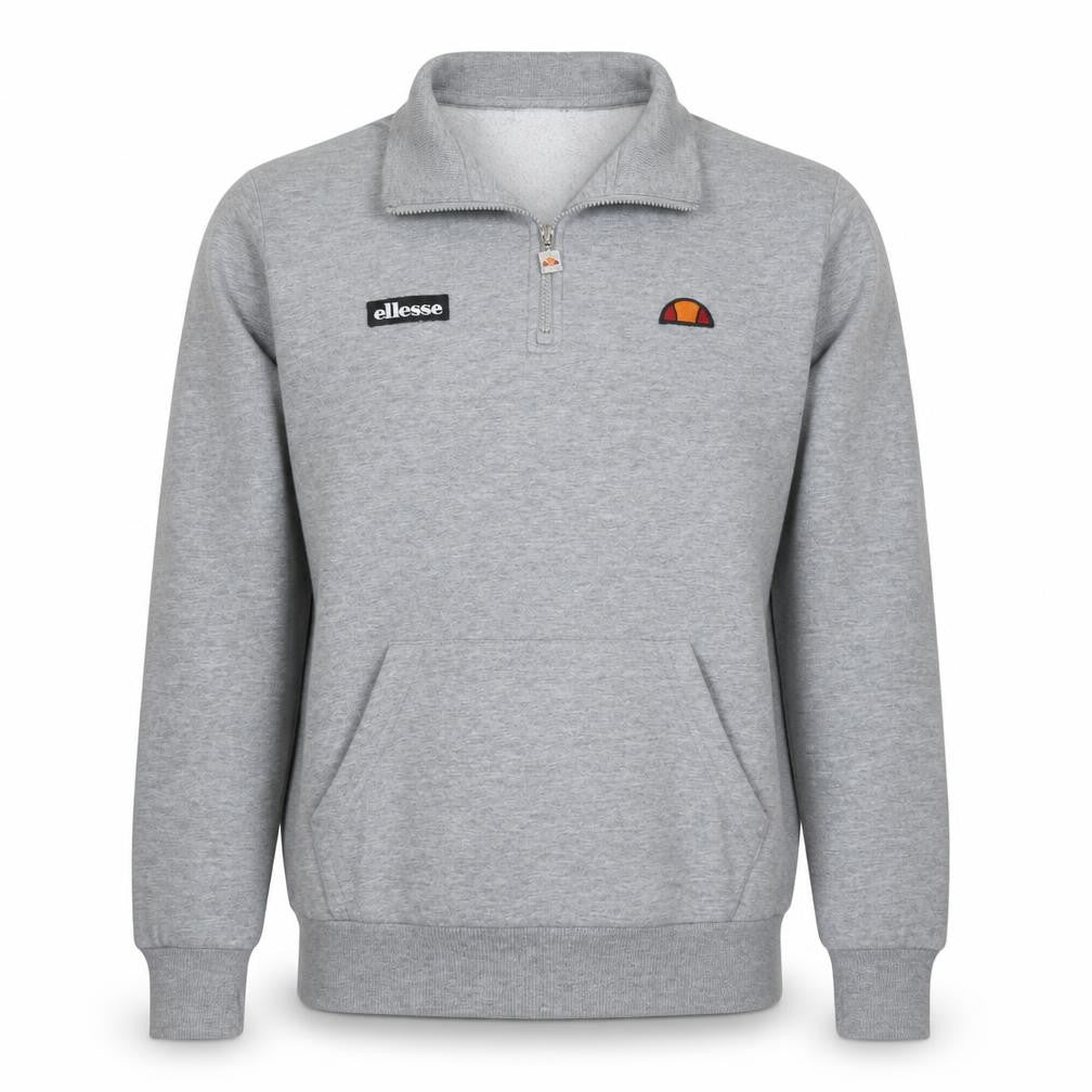 Ellesse Mens Grey 1/4 Zip Fleece Sweatshirt Size M Sports Logo Top