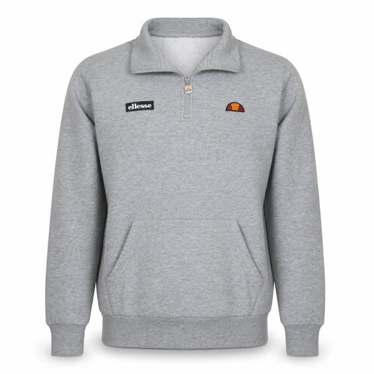 Ellesse Mens Grey 1/4 Zip Fleece Sweatshirt Size M Sports Logo Top