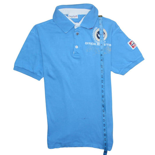 Napapijri Blue Men's XL Polo Shirt Embroidered Cotton Casual Sports