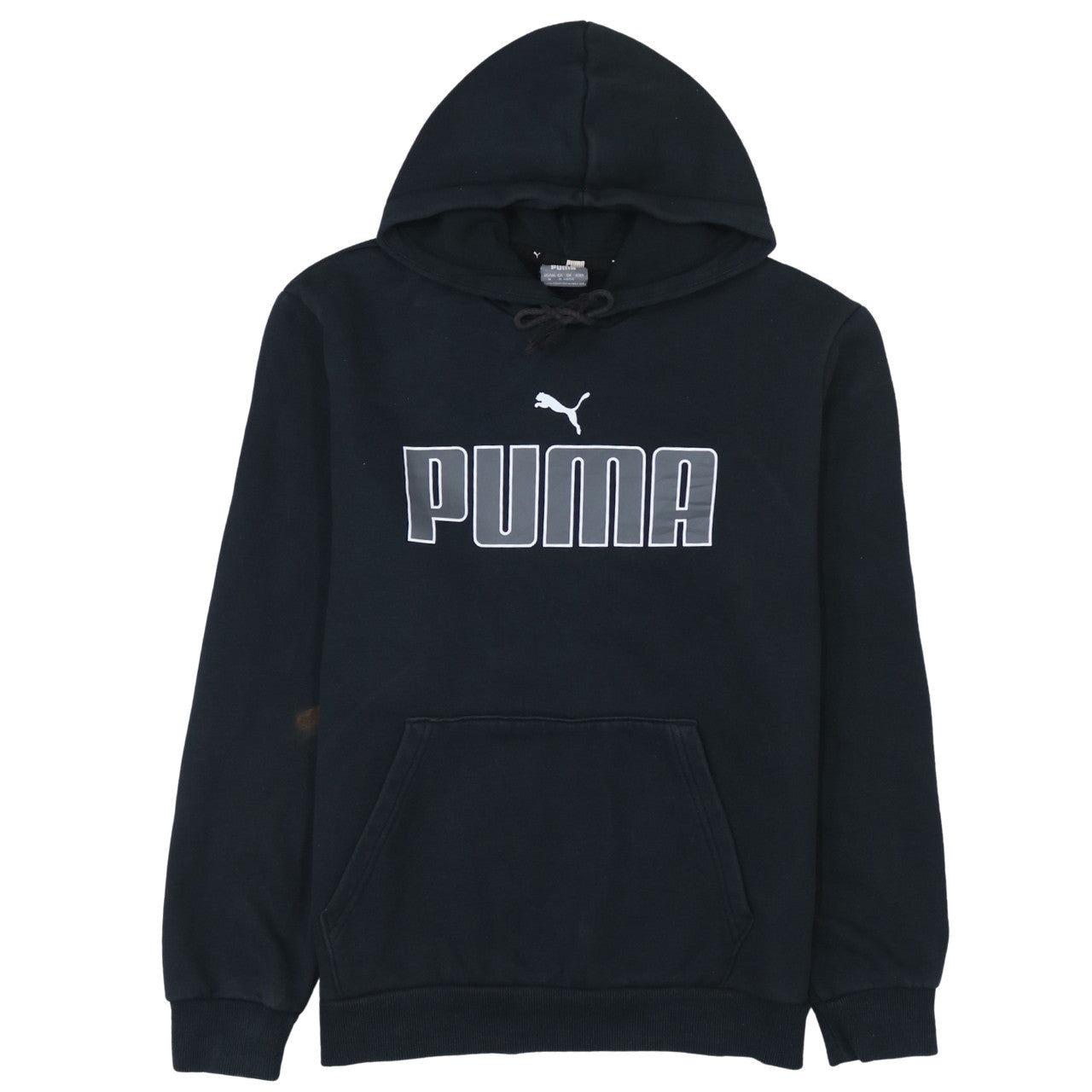 Puma Men's Black Pullover Hoodie M Regular Fit Logo Fleece Sweatshirt