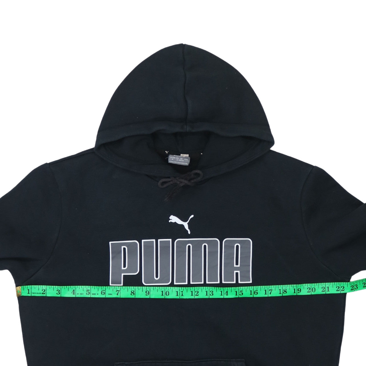 Puma Men's Black Pullover Hoodie M Regular Fit Logo Fleece Sweatshirt