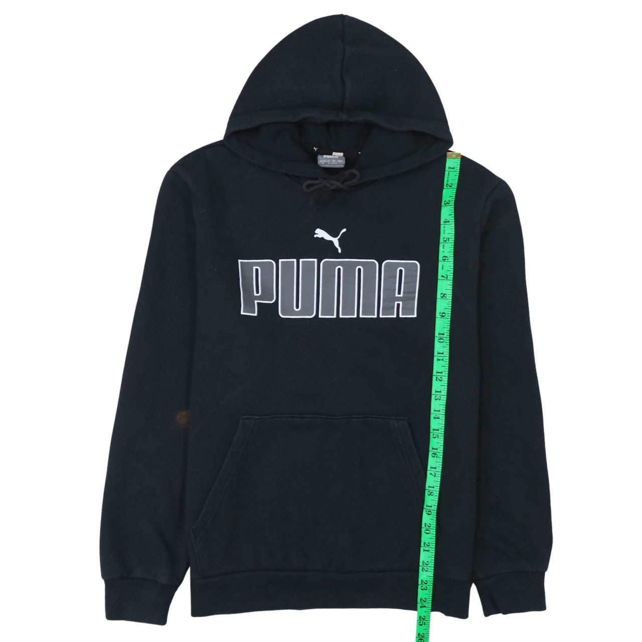 Puma Men's Black Pullover Hoodie M Regular Fit Logo Fleece Sweatshirt