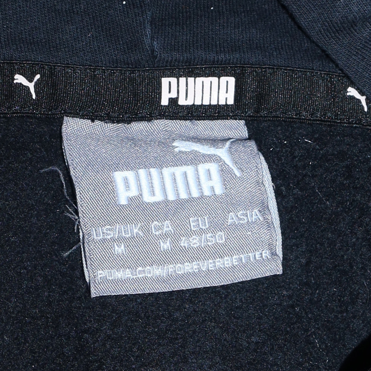 Puma Men's Black Pullover Hoodie M Regular Fit Logo Fleece Sweatshirt