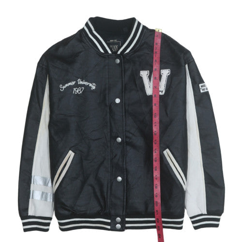 IKKS Way Teens Black Varsity Jacket Size S 14 Years Embroidered