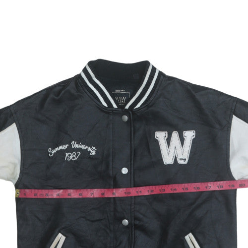 IKKS Way Teens Black Varsity Jacket Size S 14 Years Embroidered