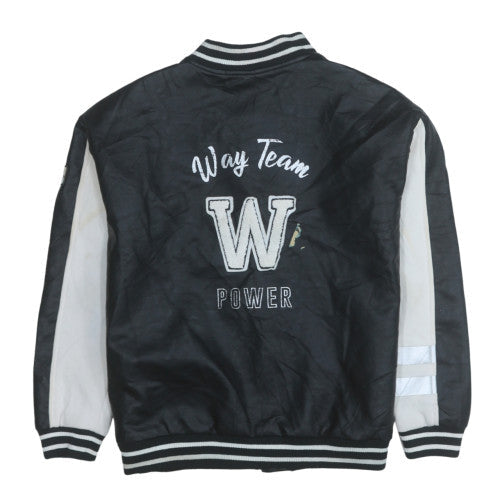 IKKS Way Teens Black Varsity Jacket Size S 14 Years Embroidered