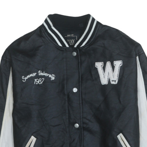IKKS Way Teens Black Varsity Jacket Size S 14 Years Embroidered