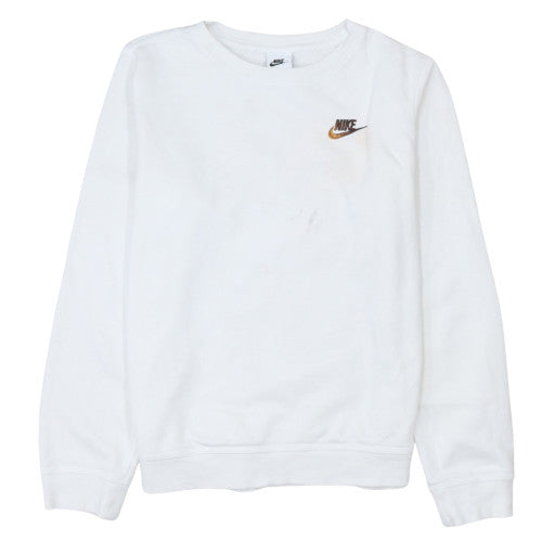 Nike Teens White Pullover Sweatshirt XL Crew Neck Fleece Sports Logo