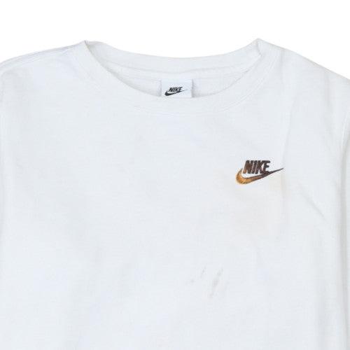 Nike Teens White Pullover Sweatshirt XL Crew Neck Fleece Sports Logo