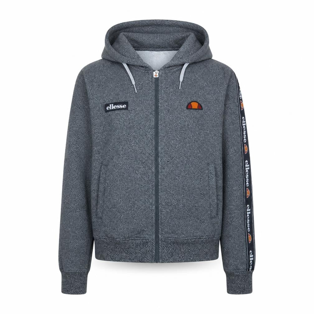 Ellesse Mens Grey Full Zip Hoodie Size L Sports Fleece Excellent