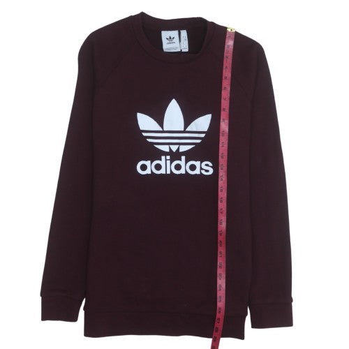 Adidas Men's Brown Crew Neck Pullover Sweatshirt M Logo Fleece