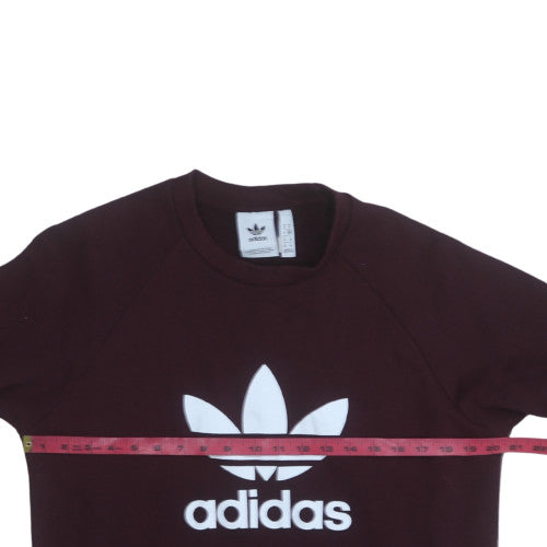 Adidas Men's Brown Crew Neck Pullover Sweatshirt M Logo Fleece